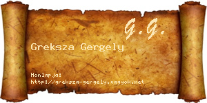 Greksza Gergely névjegykártya
